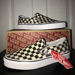 Blur Checkered Slip On Vans